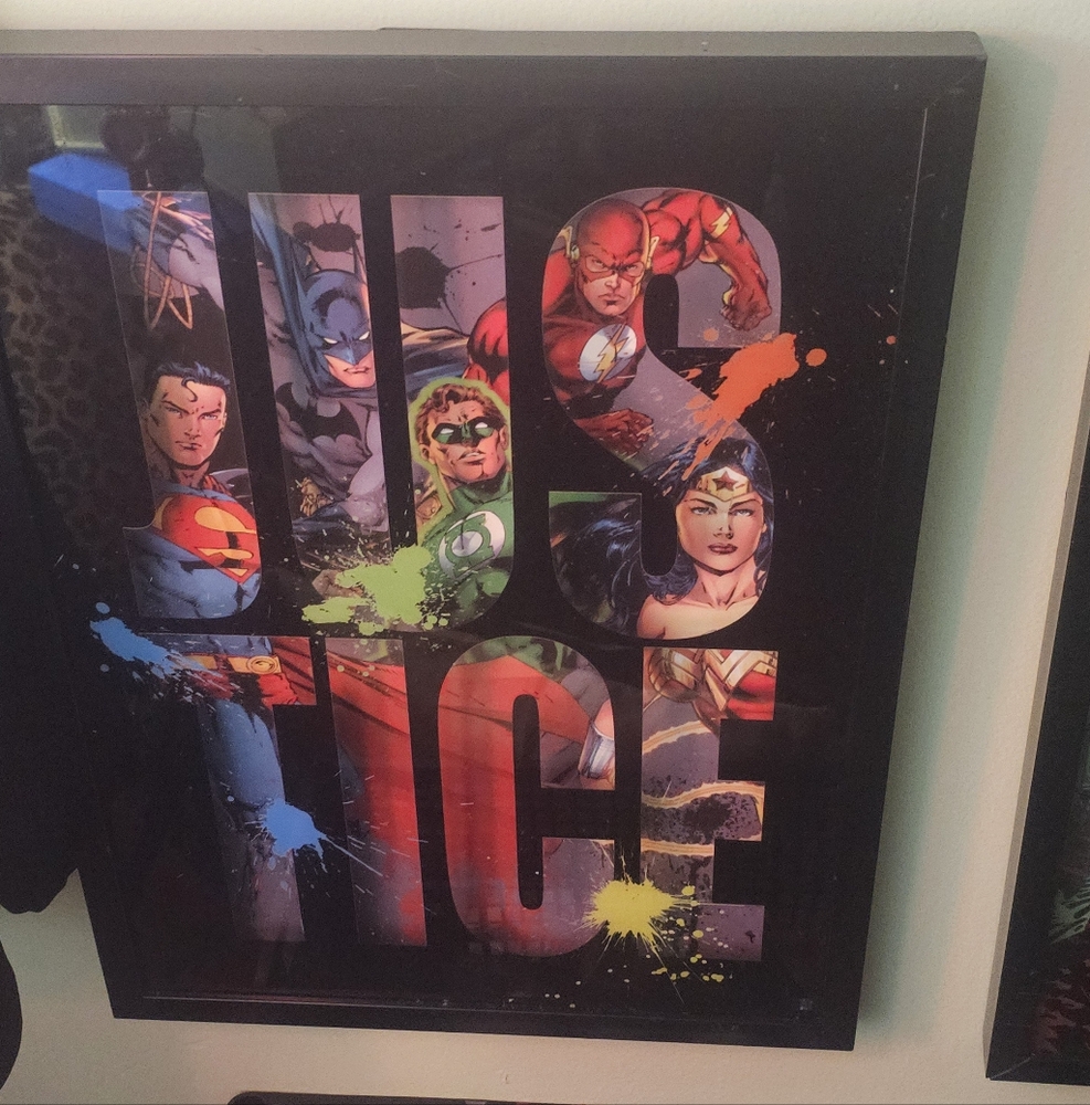 Original framed picture of the "Justice league"